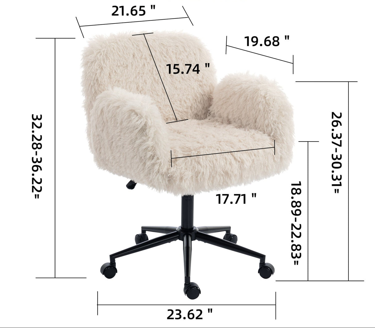 Beige Lamb Wool Ergonomic Swivel Office Chair | OROA