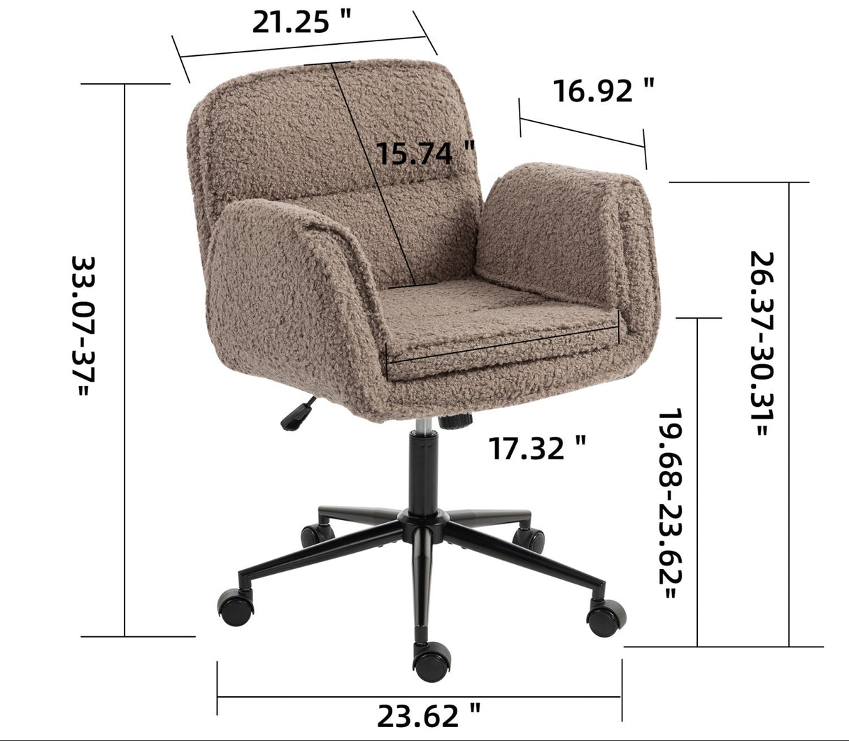 Brown Teddy Fleece Criss Cross Swivel Desk Chair | OROA