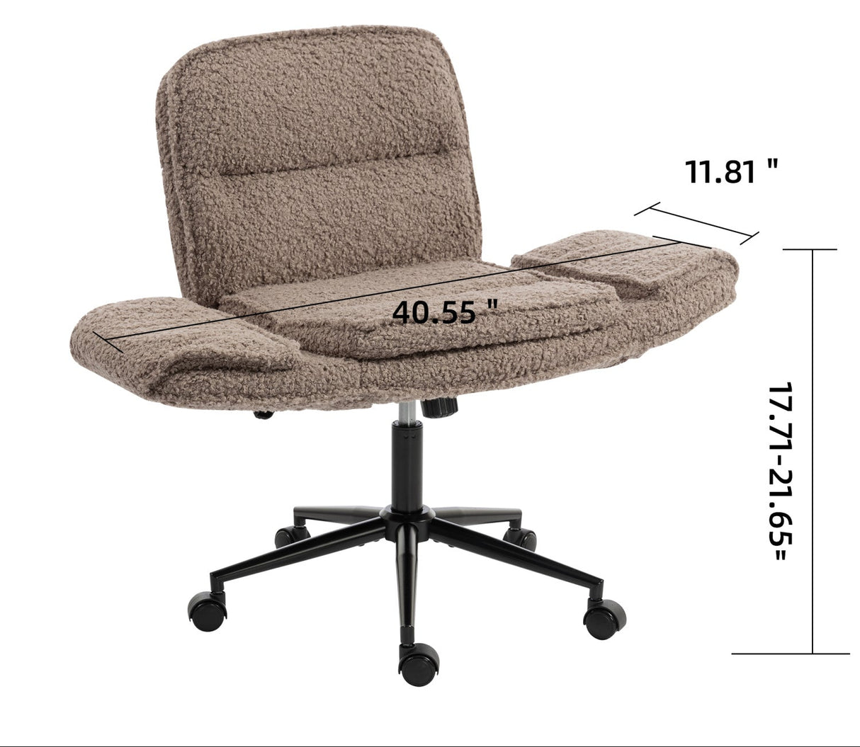 Brown Teddy Fleece Criss Cross Swivel Desk Chair | OROA