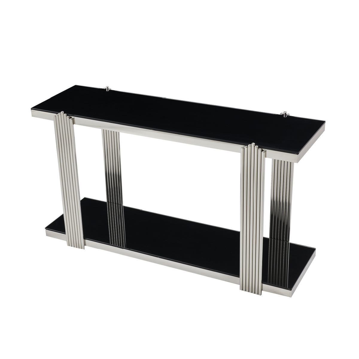 Silver & Black Mirrored Console Table | OROA