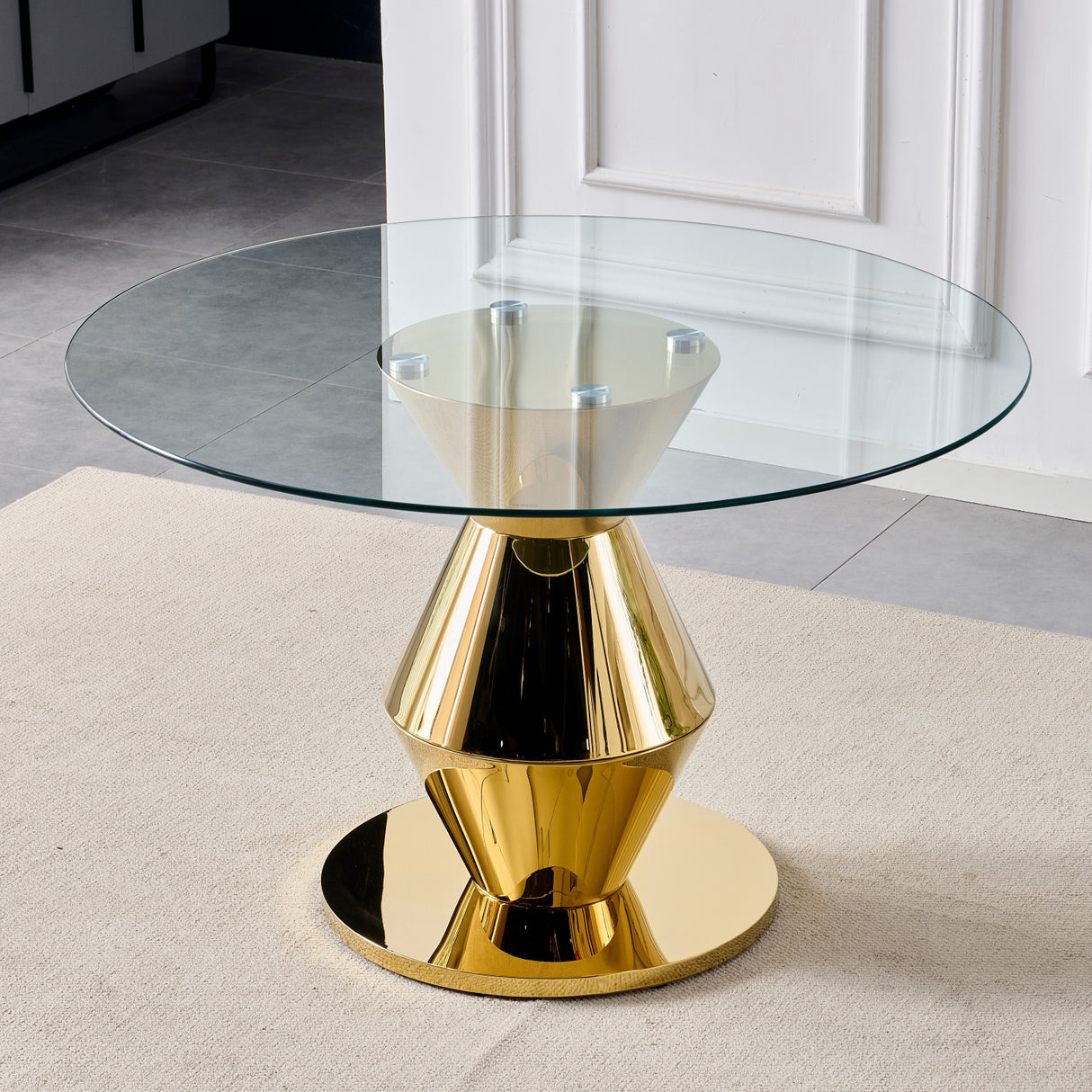 Modern Gold Round Dining Table | OROA