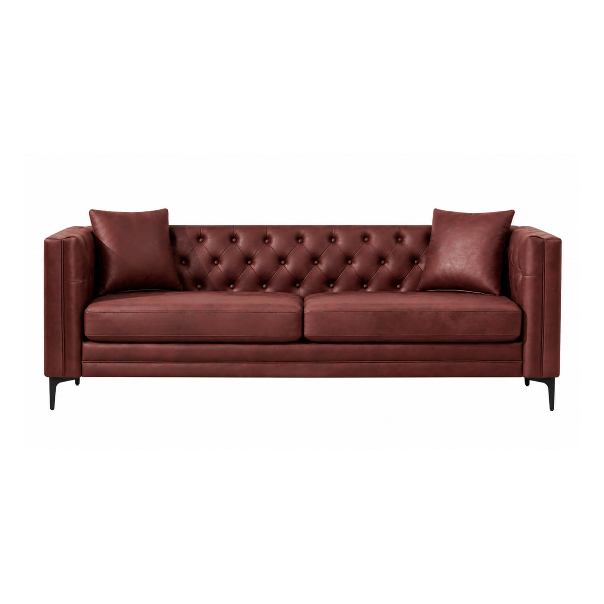 Modern European furniture - Wine Red Mid-Century Modern Tech Fabric Sofa - www.oroa.com