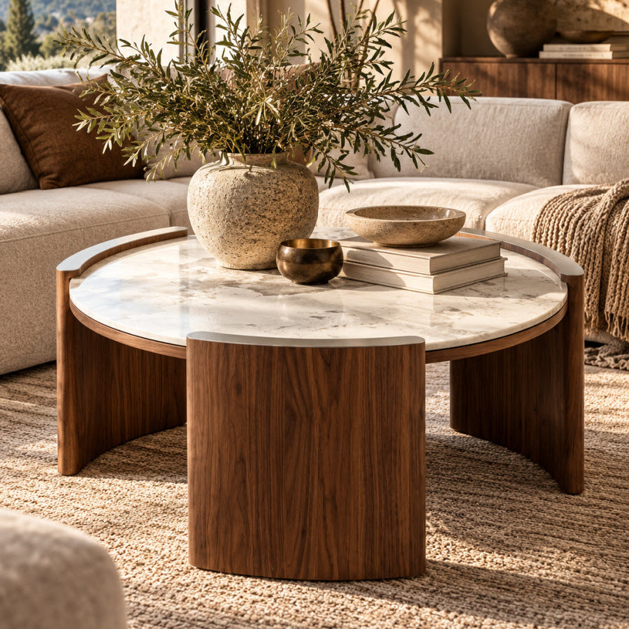 Modern European furniture - Round Sintered Stone Coffee Table - www.oroa.com