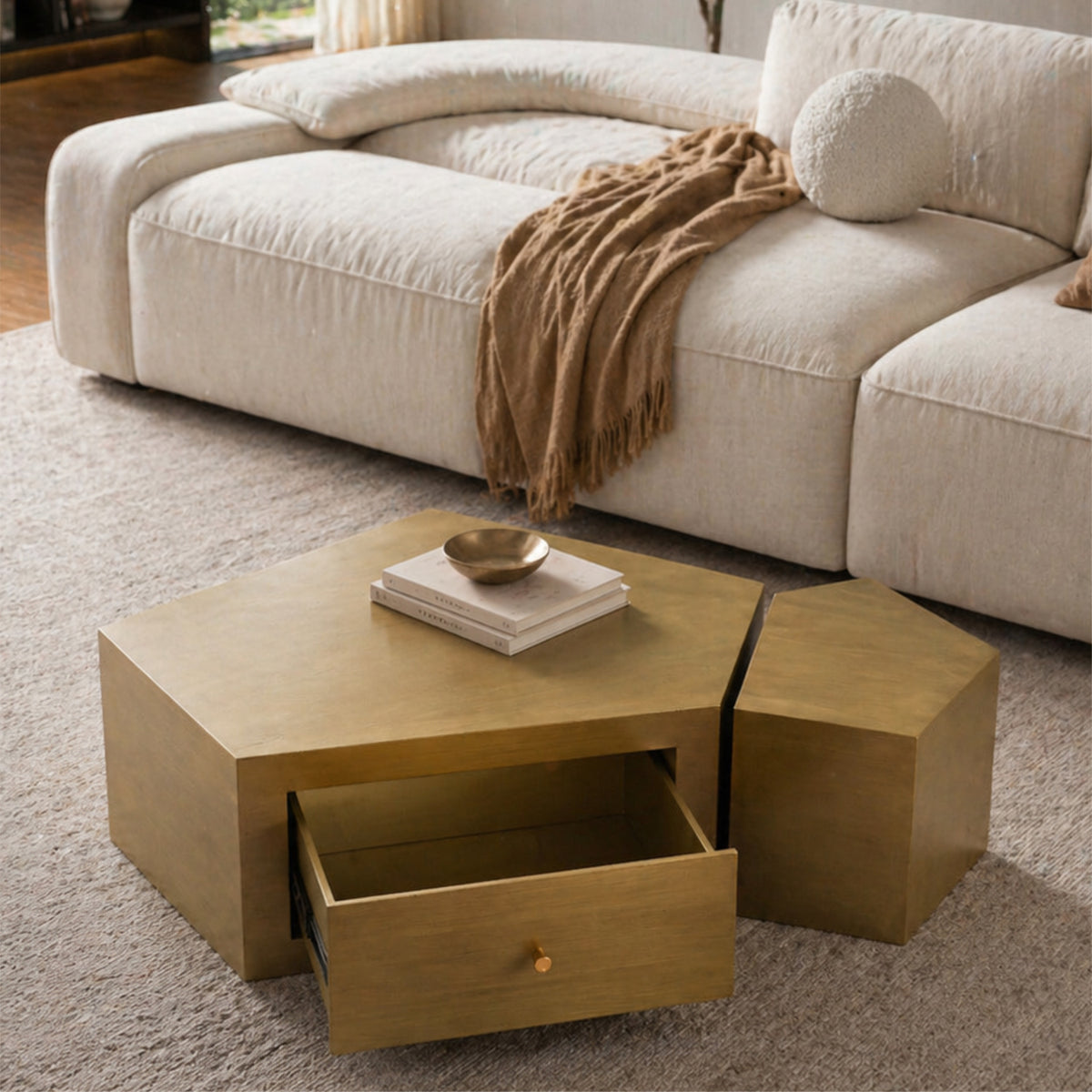 Gold Geometric Coffee Tables (2) | OROA