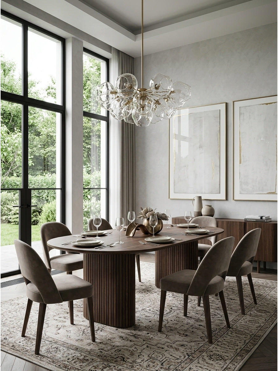 Modern Walnut Oval Dining Table | OROA