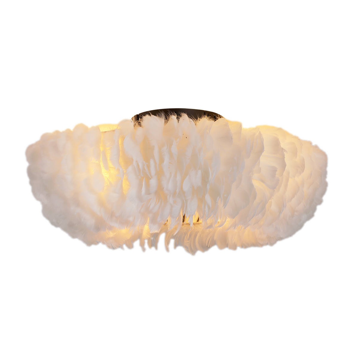 Modern European furniture - Feather-Dressed Caged Ceiling Lamp with Fan - www.oroa.com