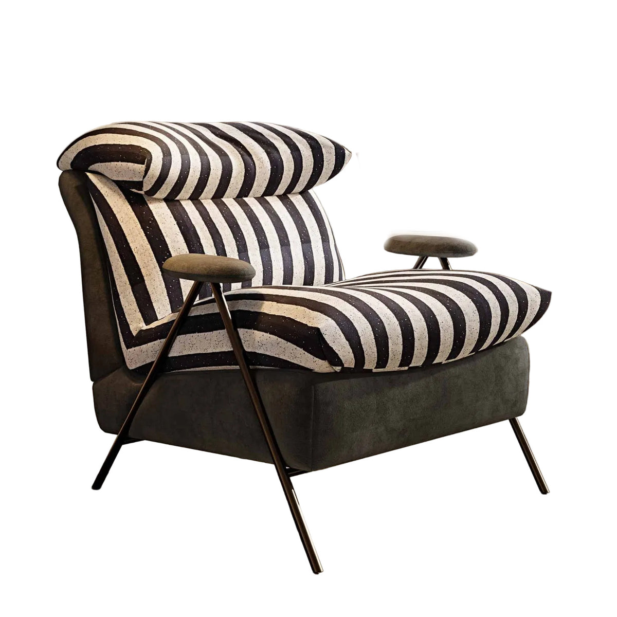 Minimalist Gray Striped Velvet Accent Chair | OROA