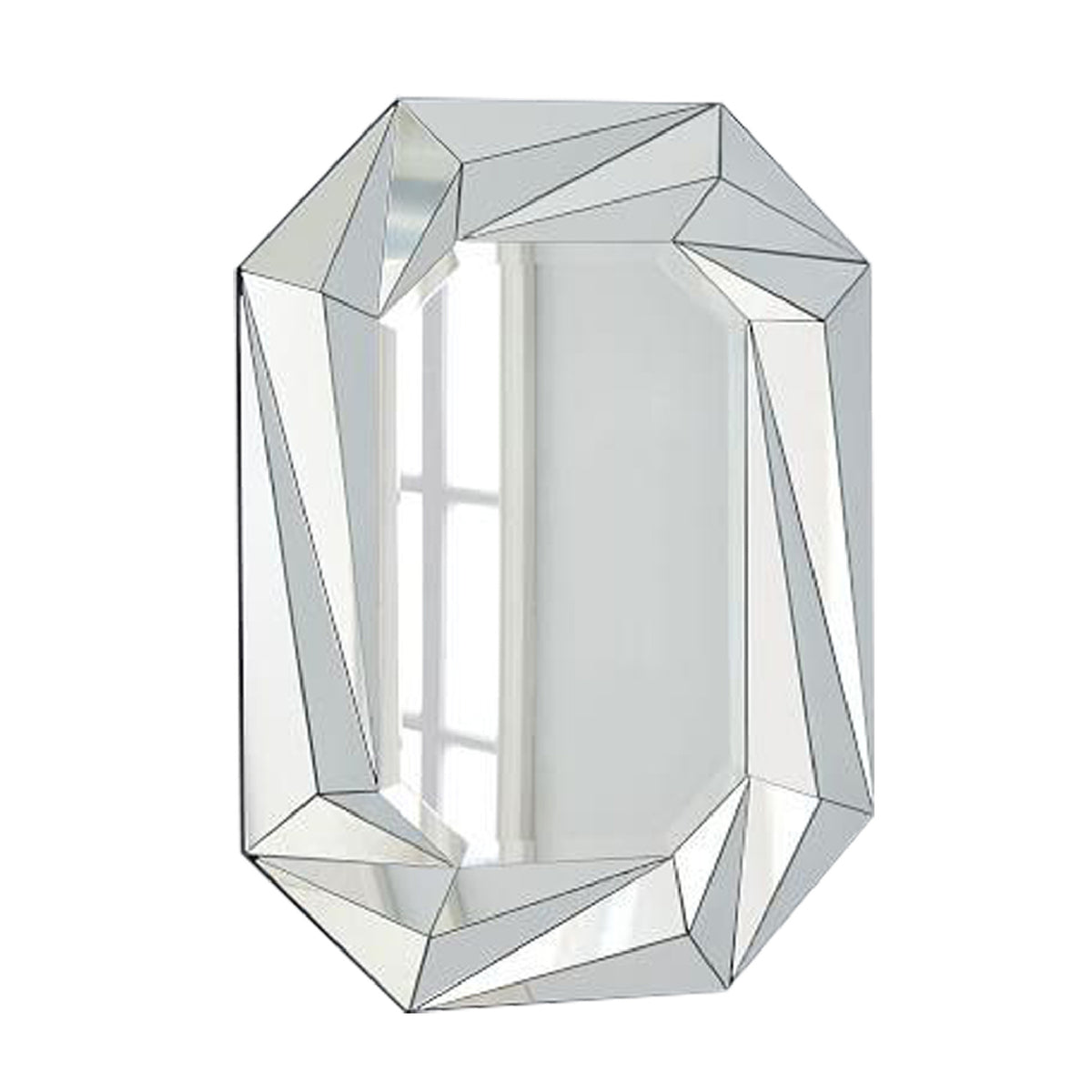 Silver Diamond-Shaped Frameless Beveled Wall Mirror | OROA