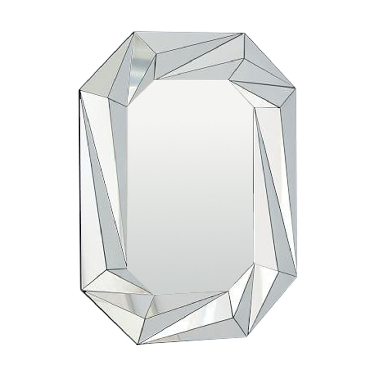 Silver Diamond-Shaped Frameless Beveled Wall Mirror | OROA