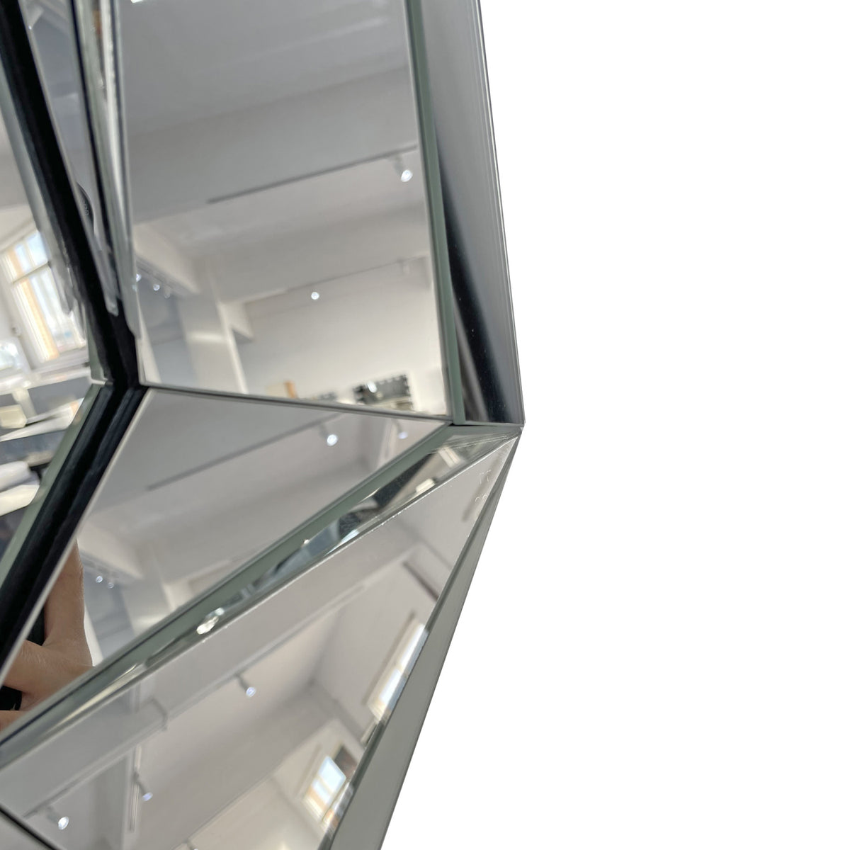 Silver Diamond-Shaped Frameless Beveled Wall Mirror | OROA