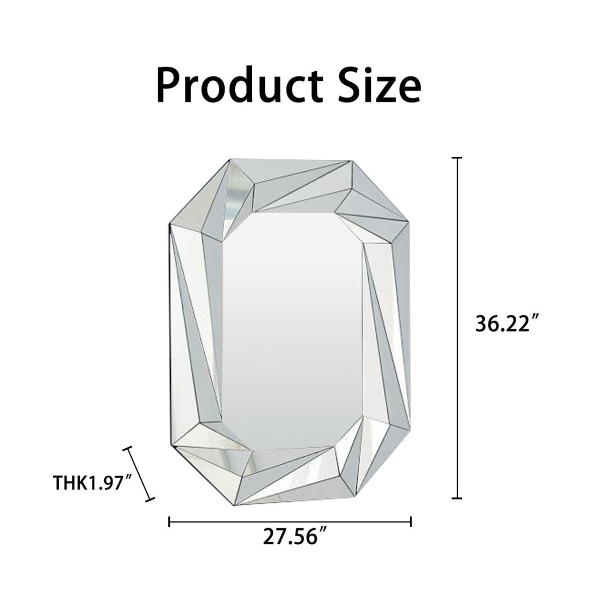 Silver Diamond-Shaped Frameless Beveled Wall Mirror | OROA