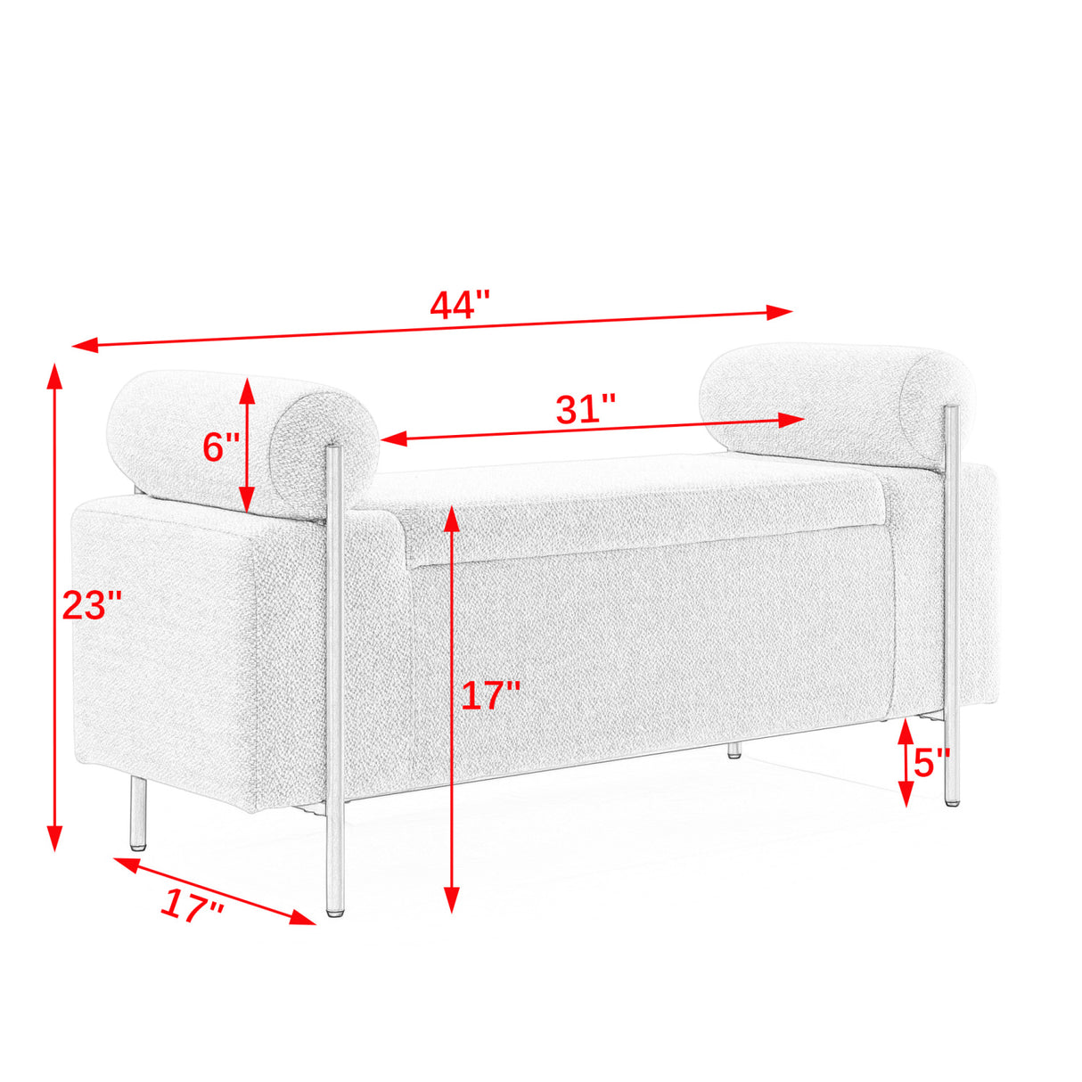 White Upholstered Linen Storage Bench | OROA