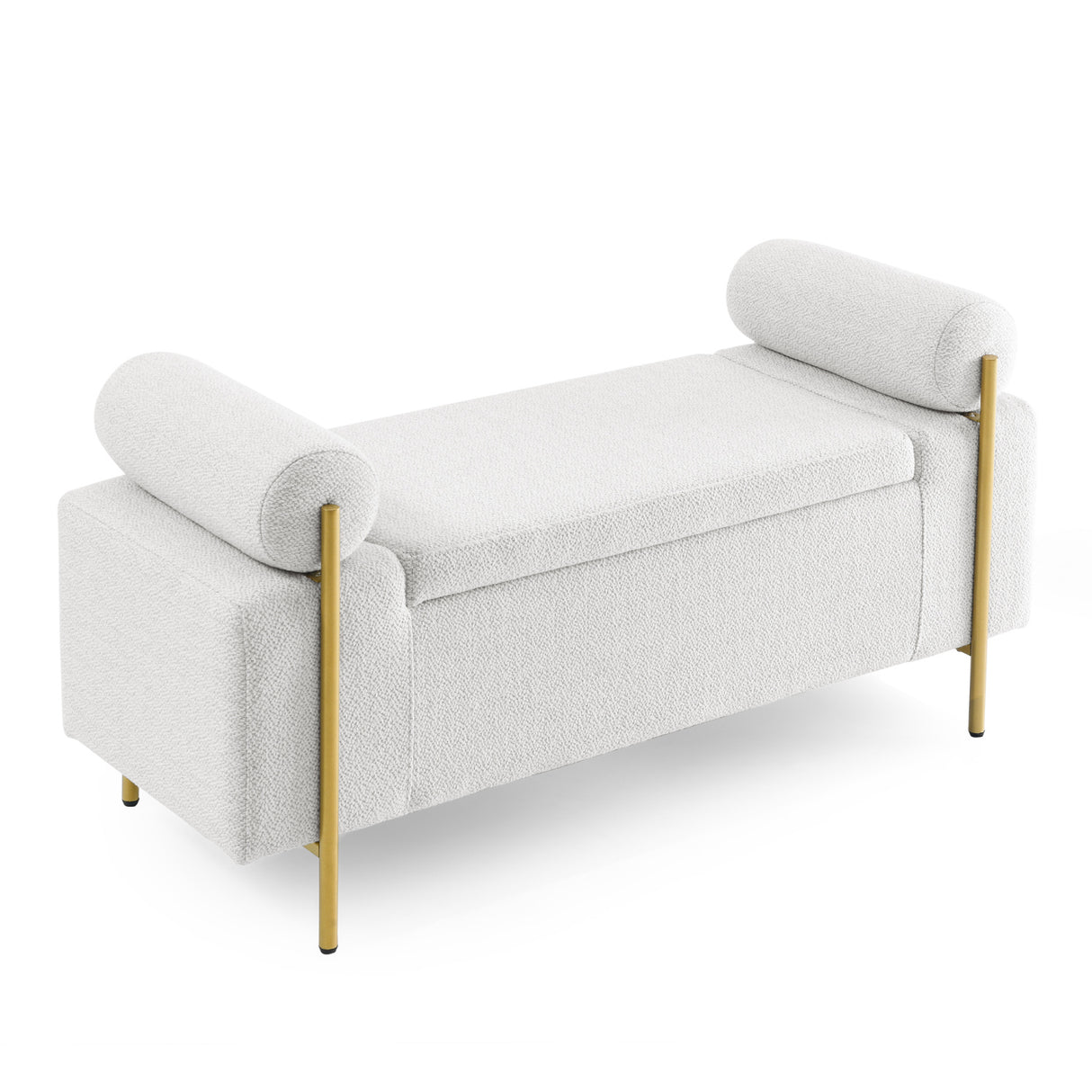 White Upholstered Linen Storage Bench | OROA