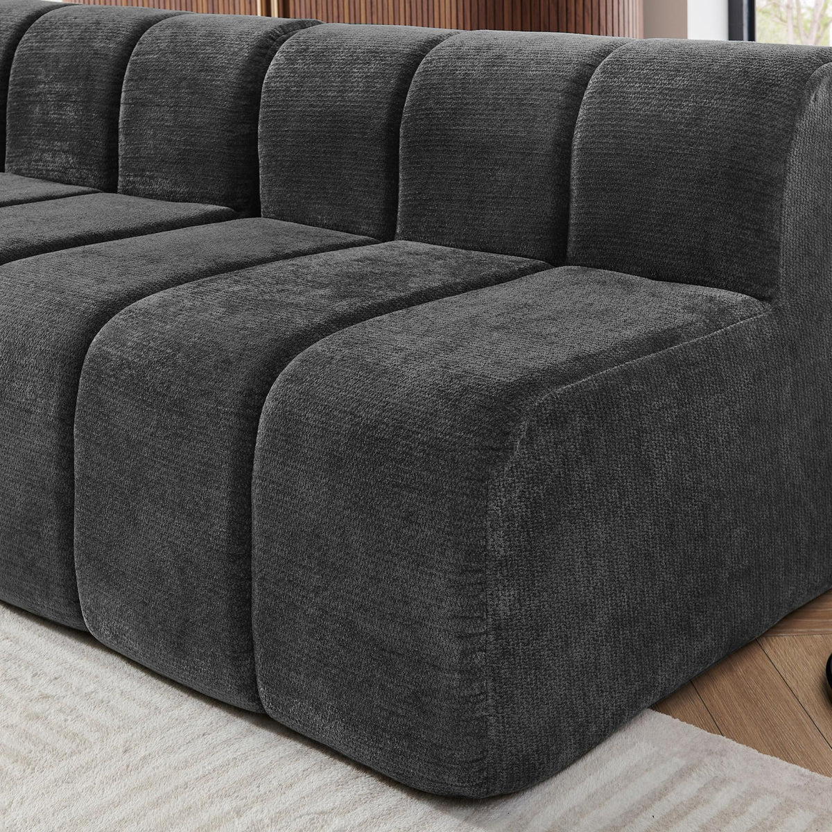 Modern European furniture - Black Semi-Curved Modular Sectional Sofa - www.oroa.com