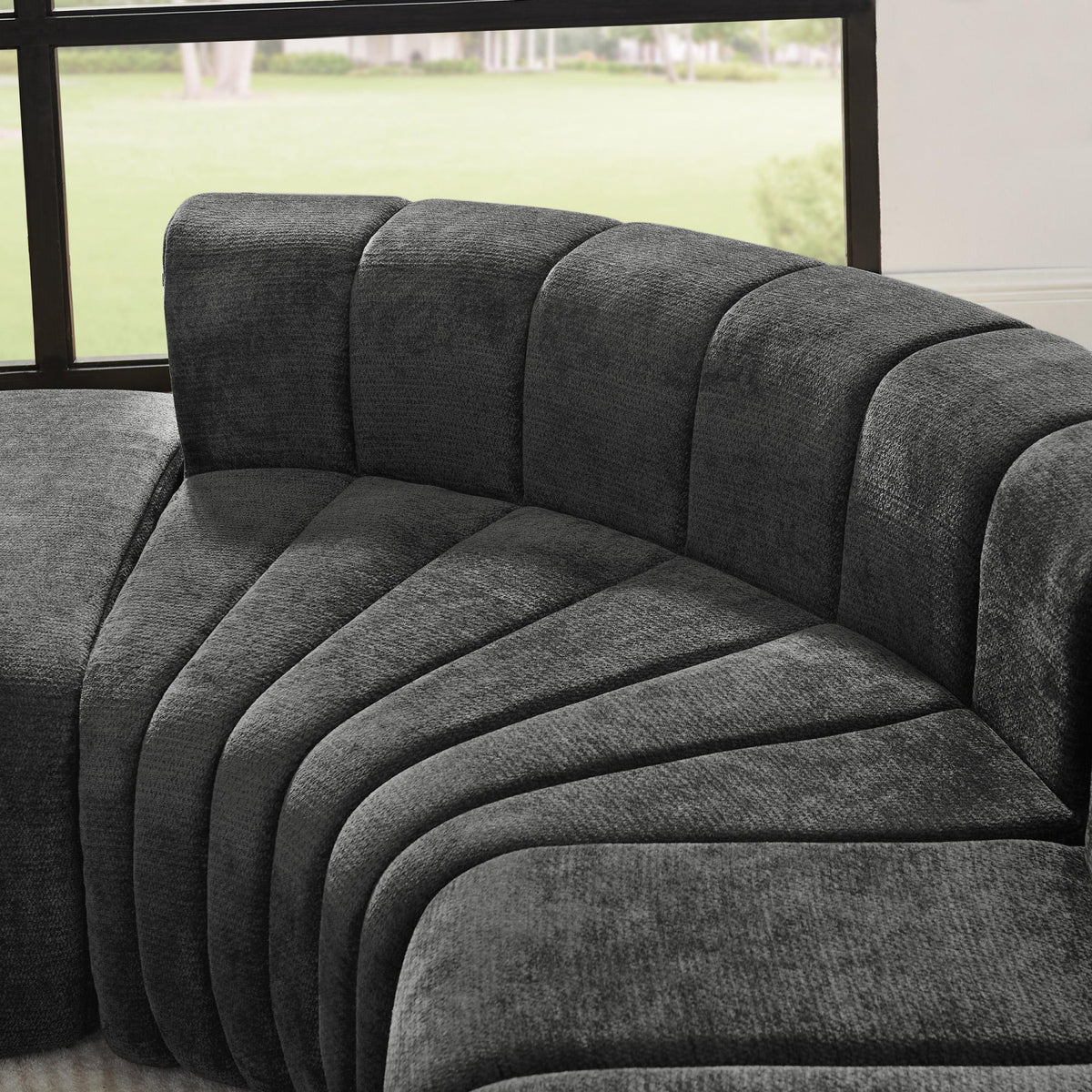 Modern European furniture - Black Semi-Curved Modular Sectional Sofa - www.oroa.com