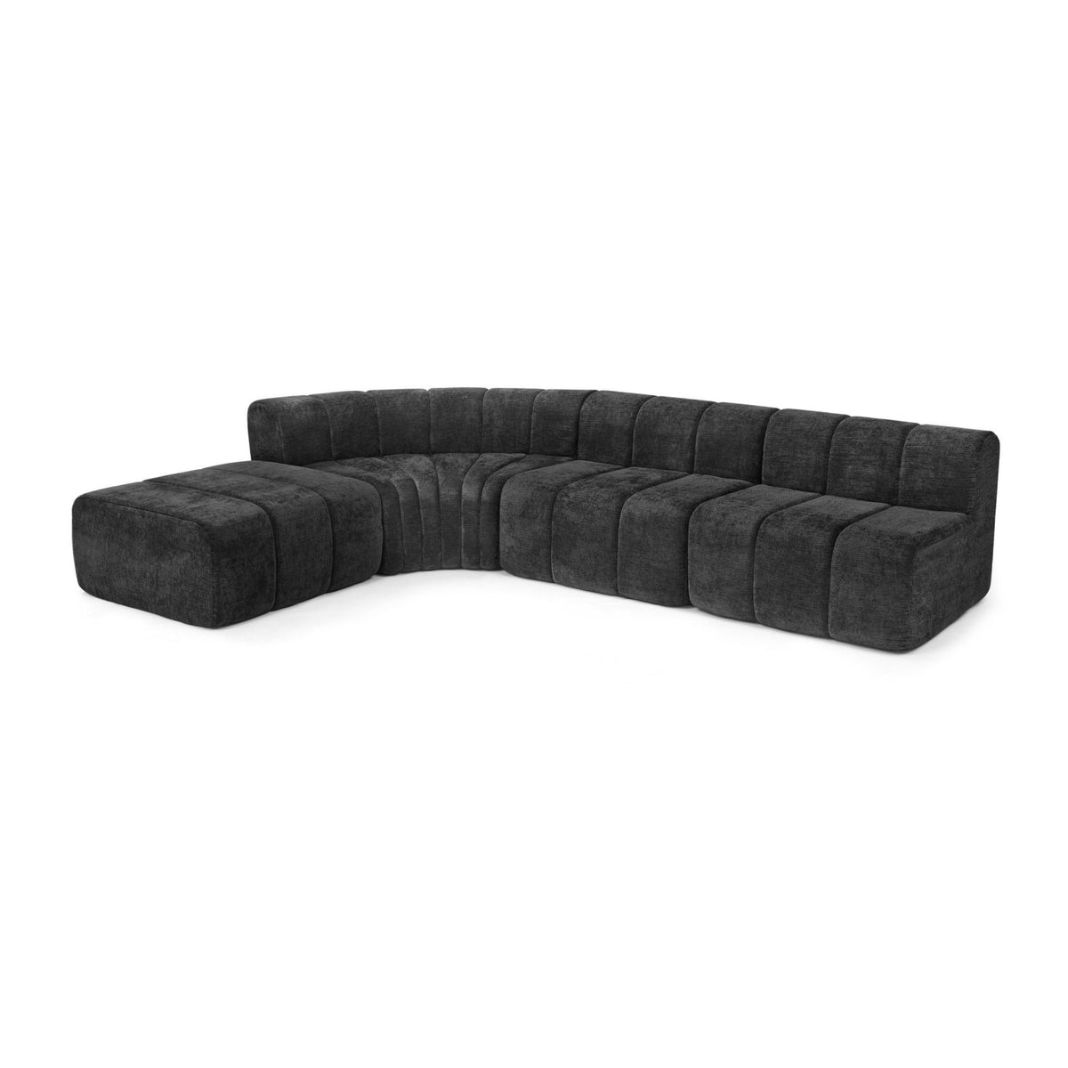 Modern European furniture - Black Semi-Curved Modular Sectional Sofa - www.oroa.com