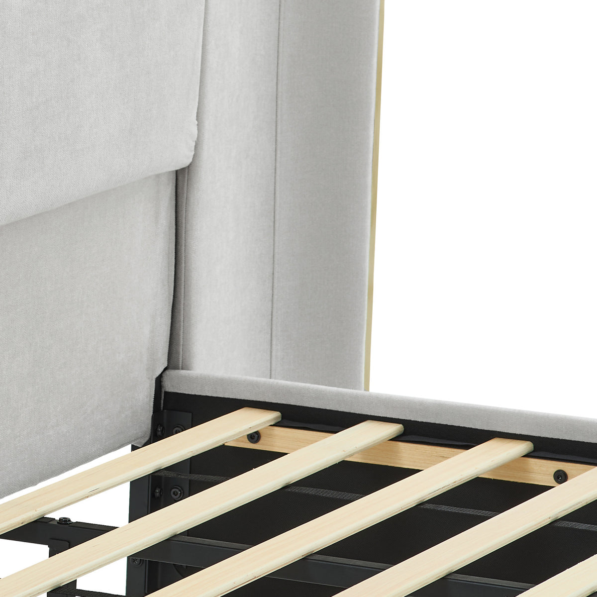 Queen Size Beige Chenille Wingback Upholstered Bed Frame | OROA