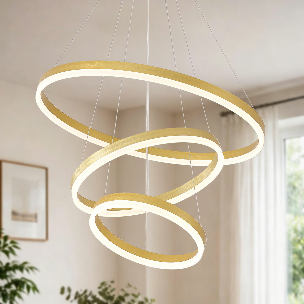Modern 3 Rings Gold Pendant Light | OROA