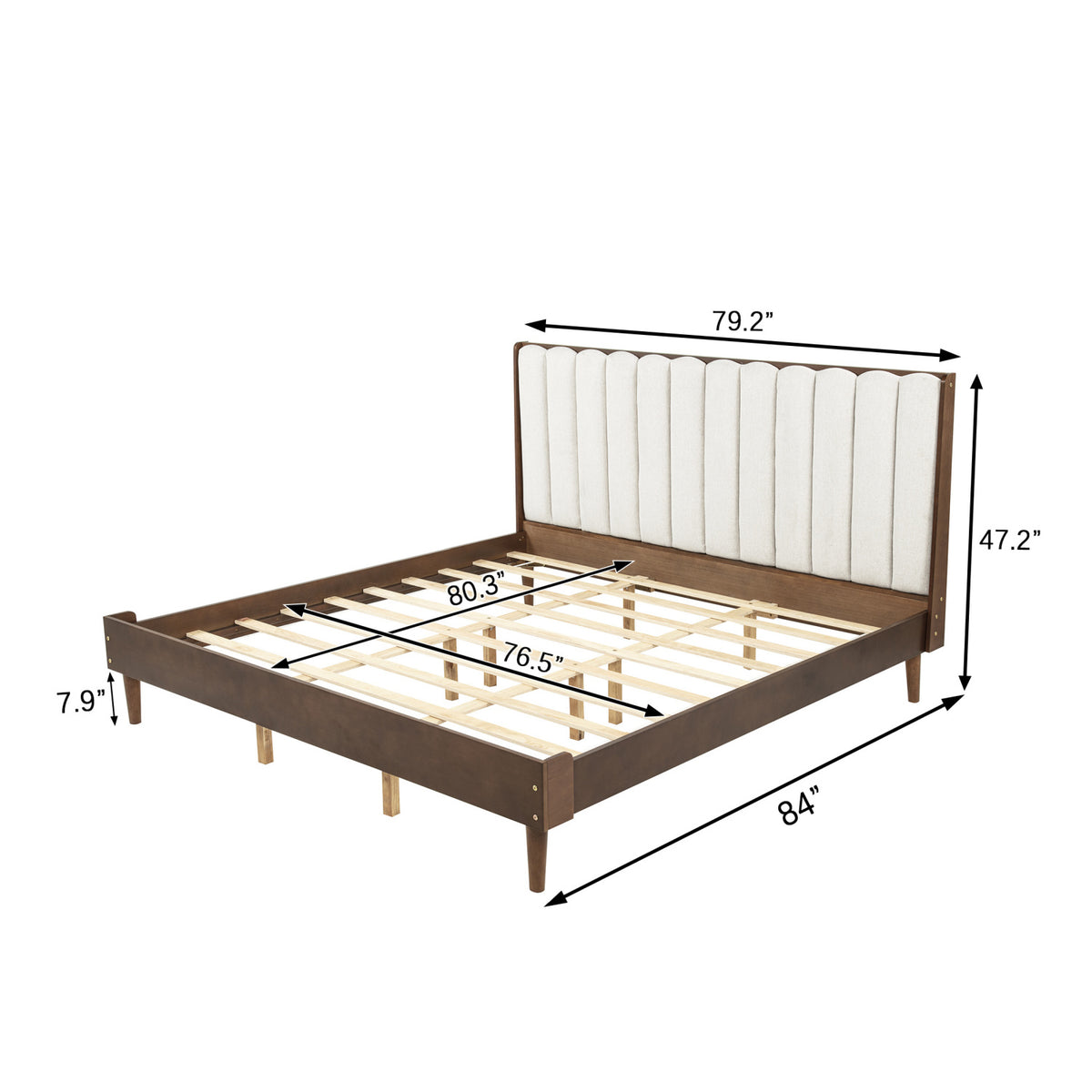 Upholstered Headboard Wooden King Bed | OROA| OROA