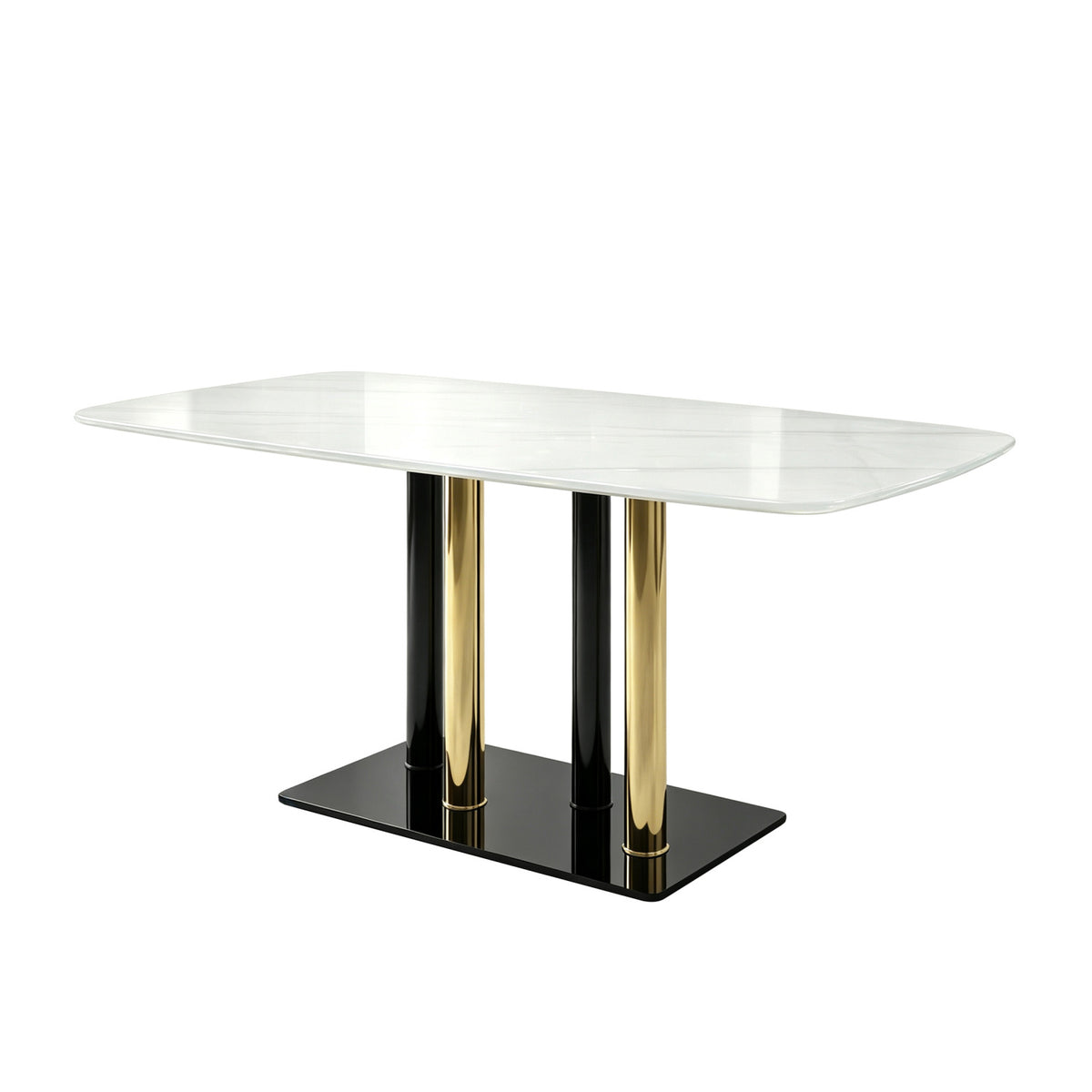 Modern European furniture - Modern Luxury Marble Pattern Glass Dining Table - www.oroa.com