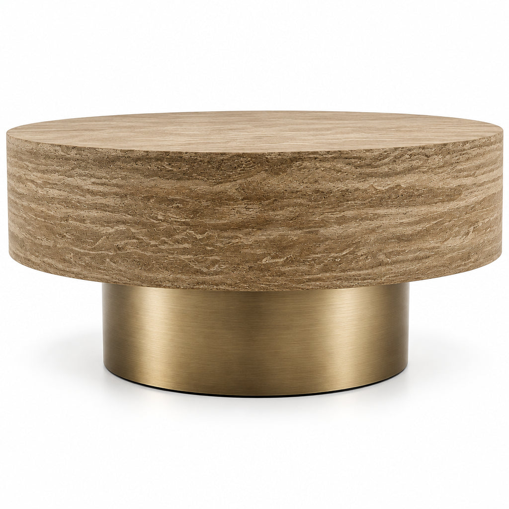 31.88" Round Travertine Coffee Table | OROA