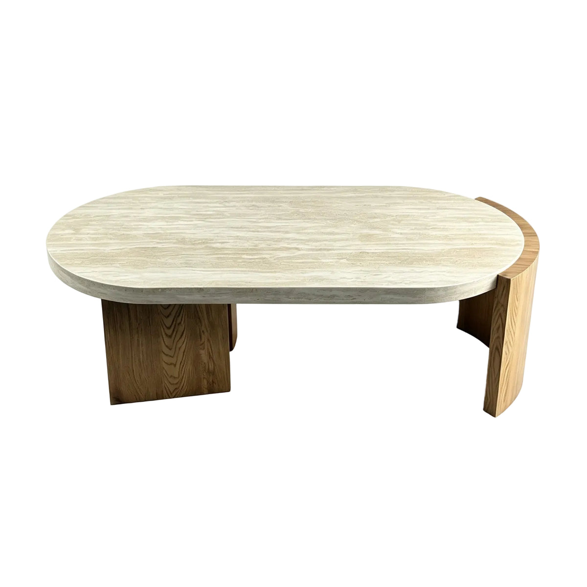Oval Faux Travertine Modern Coffee Table | OROA