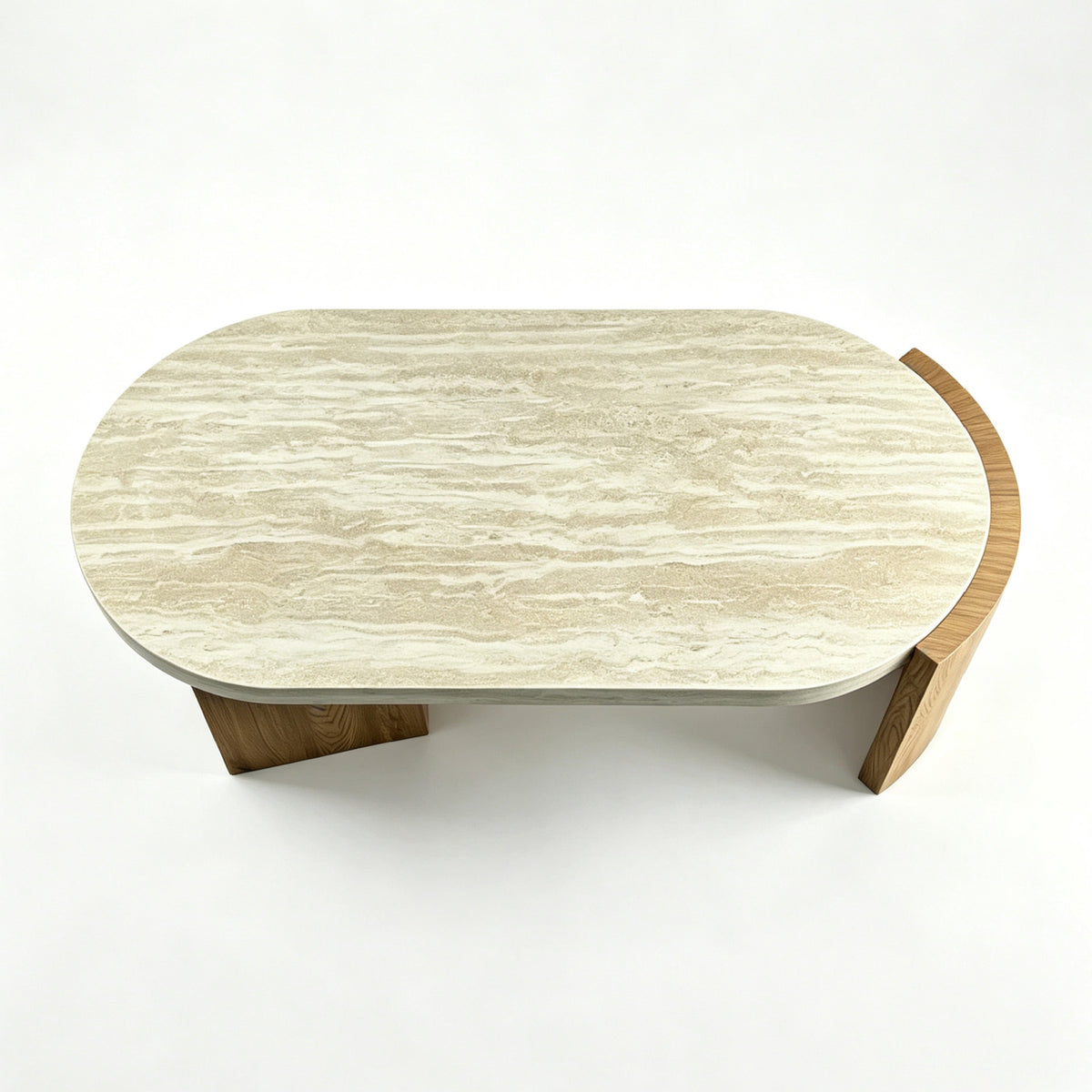 Oval Faux Travertine Modern Coffee Table | OROA