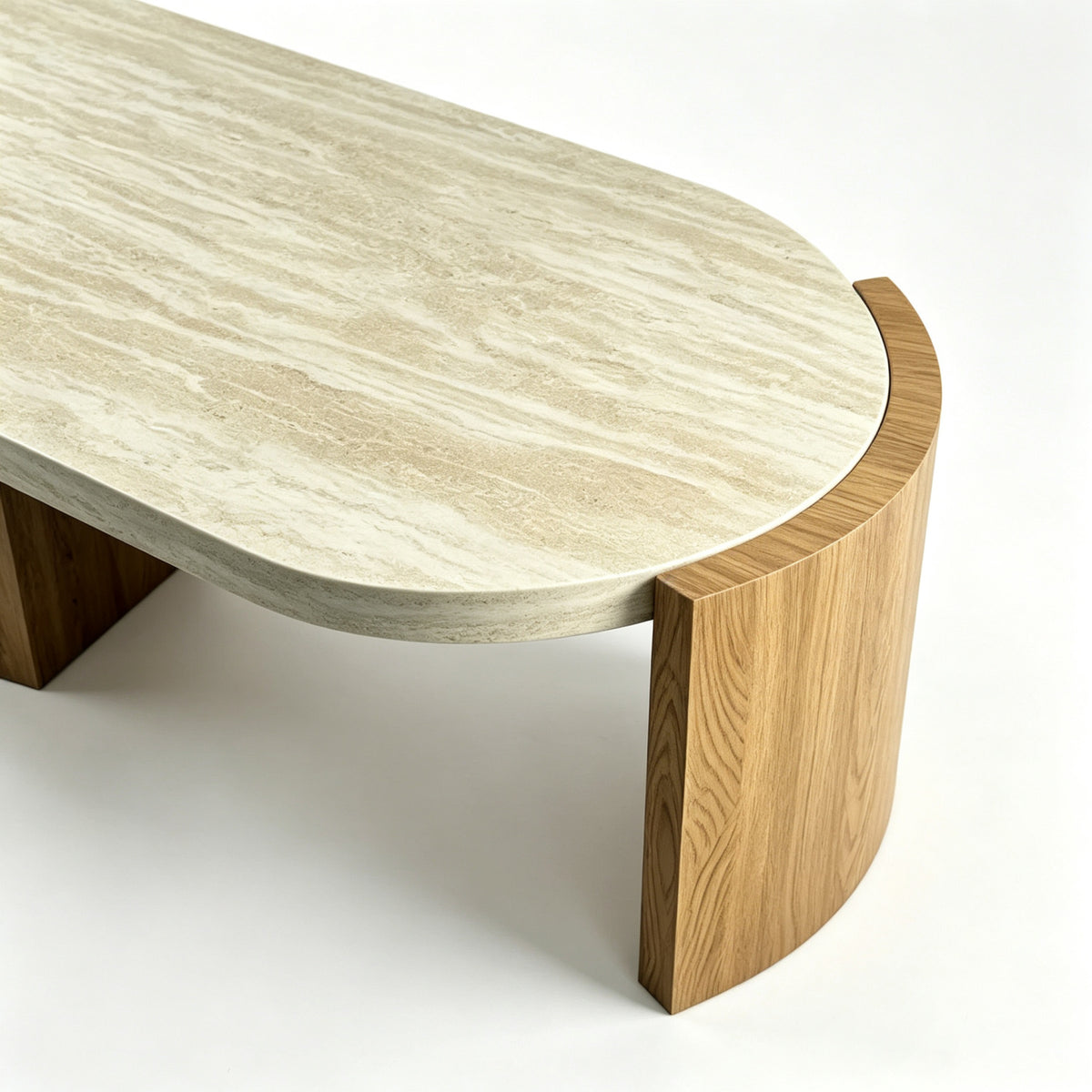 Oval Faux Travertine Modern Coffee Table | OROA