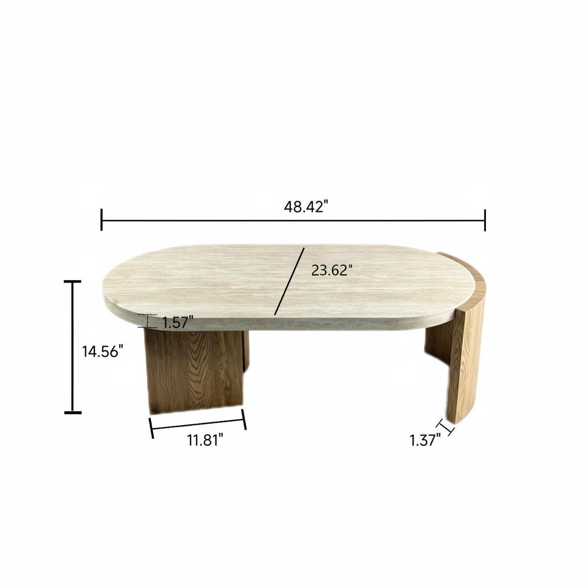 Oval Faux Travertine Modern Coffee Table | OROA