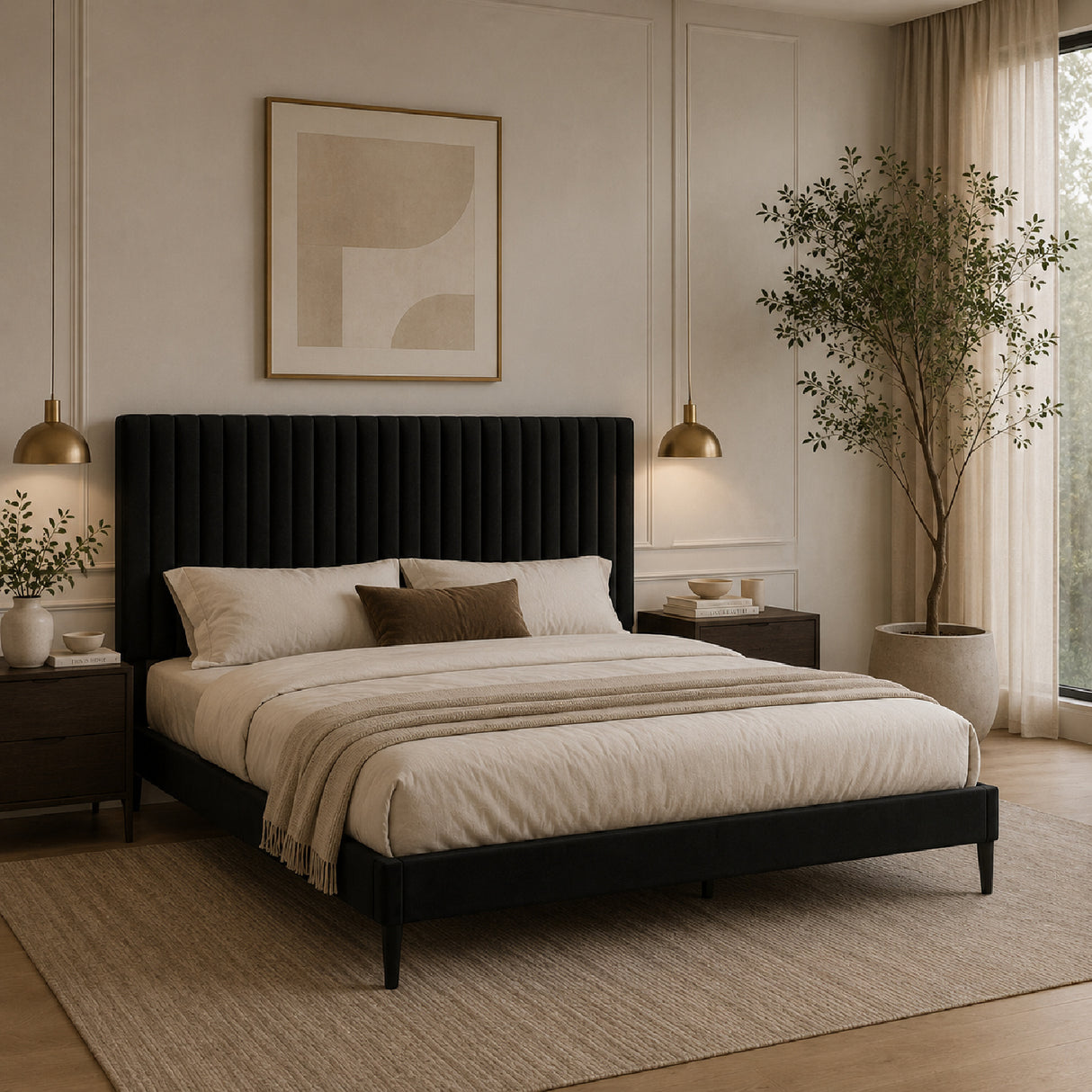 Classic Tufted Velvet Upholstered King Bed | OROA
