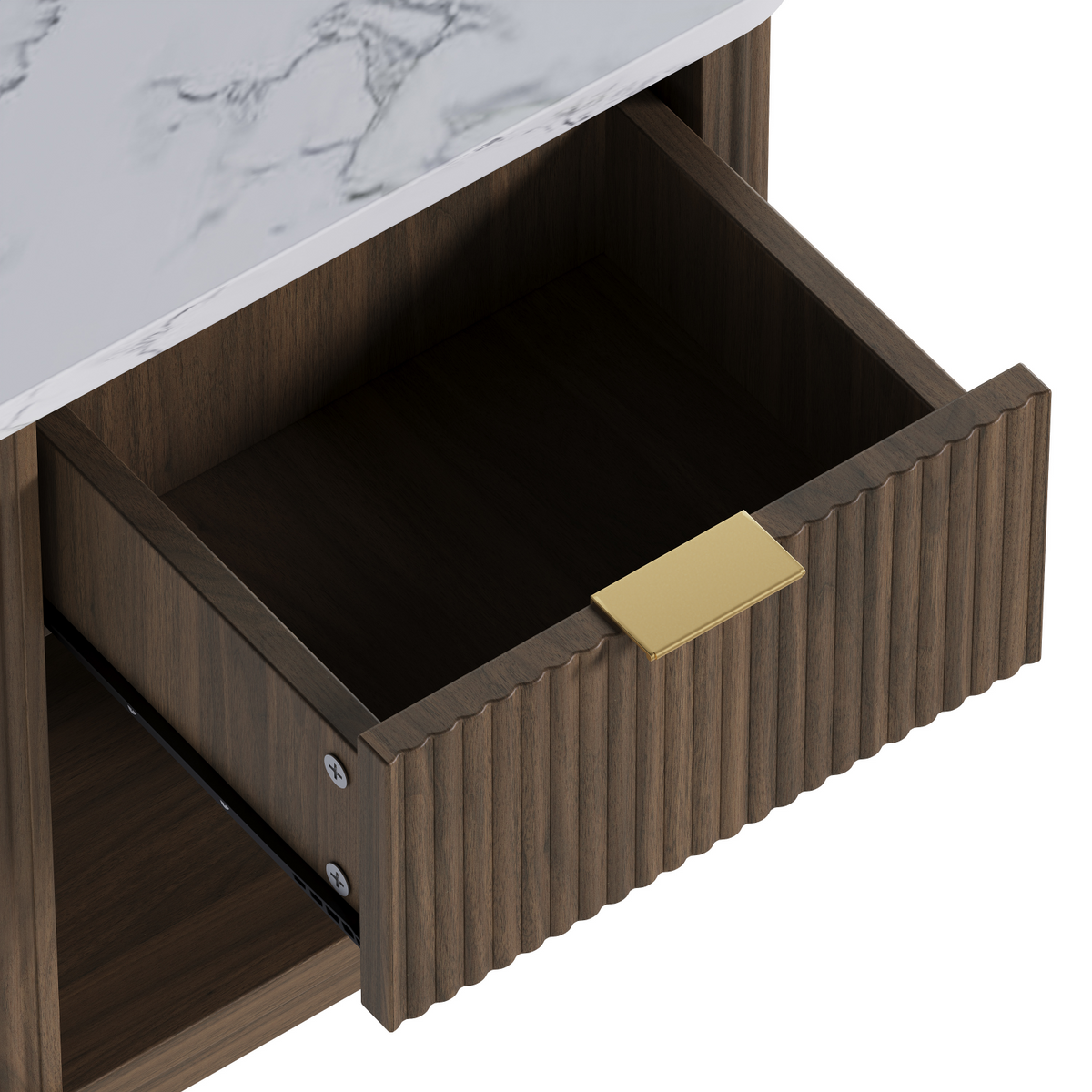 Walnut Fluted Nightstand with Storage Drawer | OROA