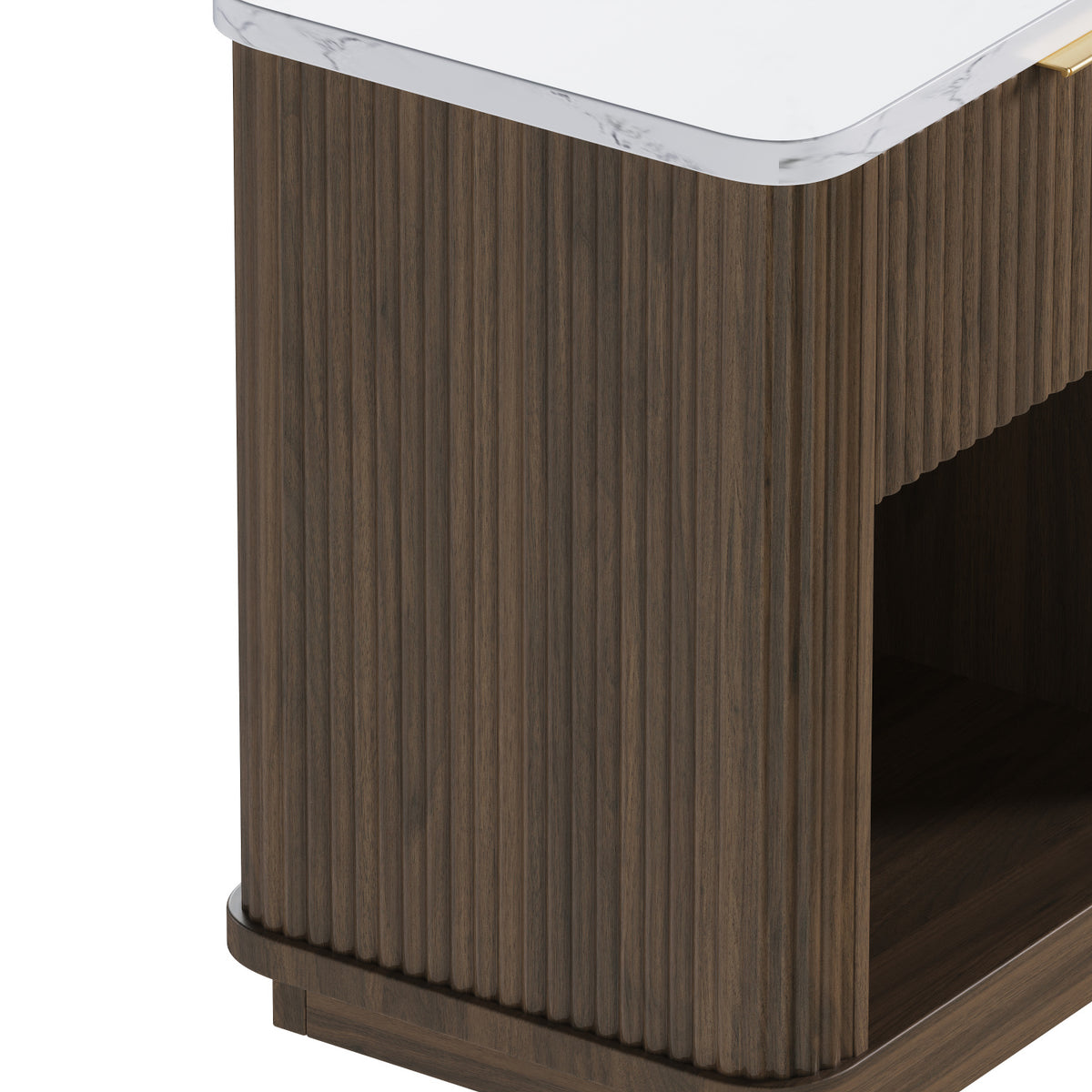Walnut Fluted Nightstand with Storage Drawer | OROA