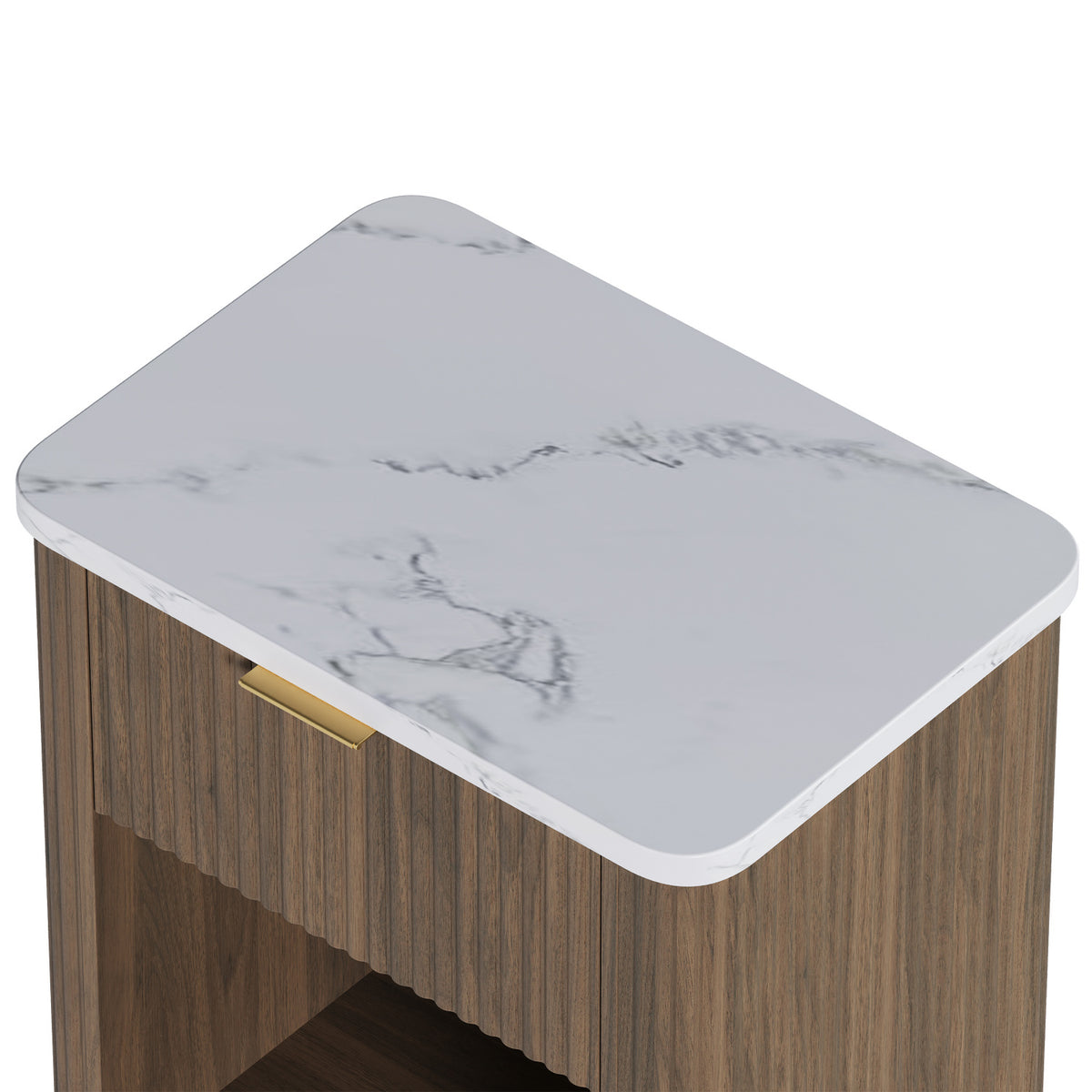 Walnut Fluted Nightstand with Storage Drawer | OROA