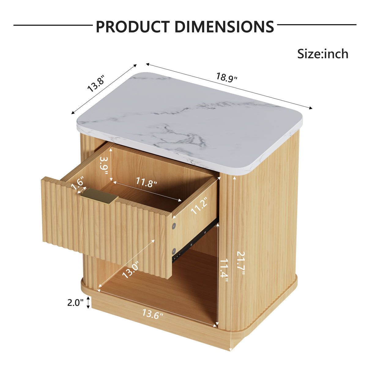 Modern Bedside Table Nightstands (2) | OROA