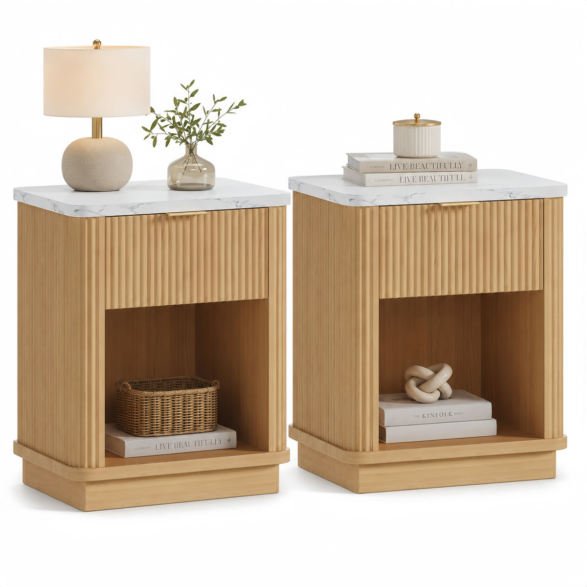 Modern Bedside Table Nightstands (2) | OROA