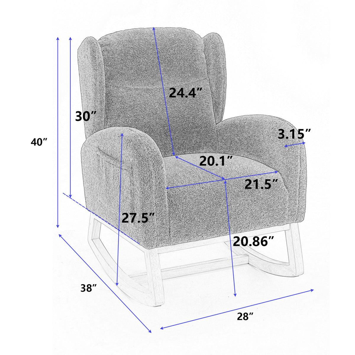 Upholstered Wooden Legs Rocking Chair | OROA