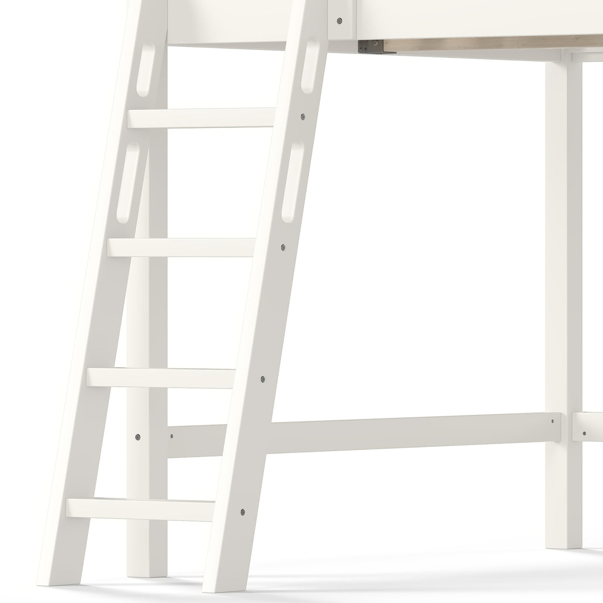Solid Wood Beige Loft Bed with Ladders | OROA Kids
