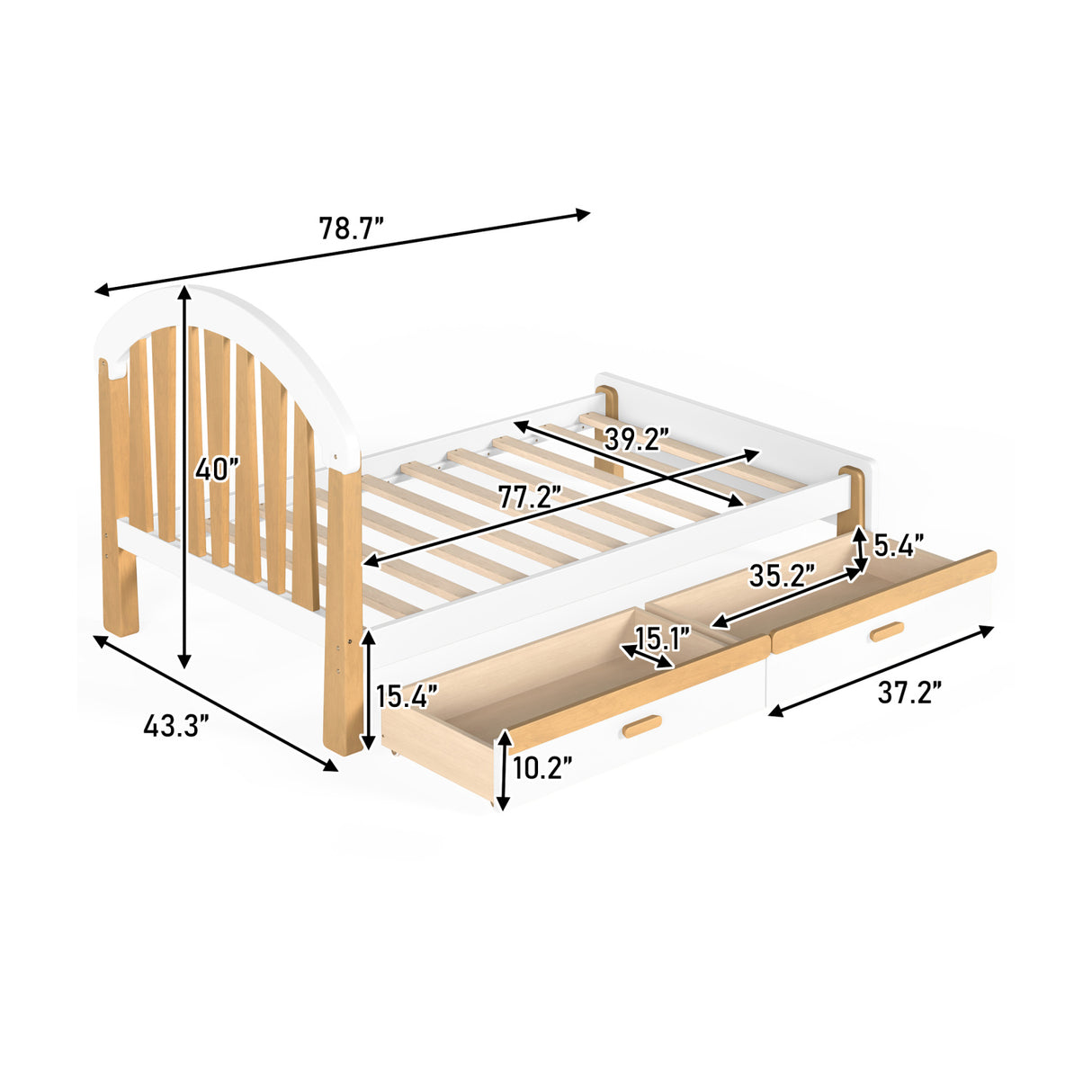 White Twin Platform Bed with Storage | OROA Kids