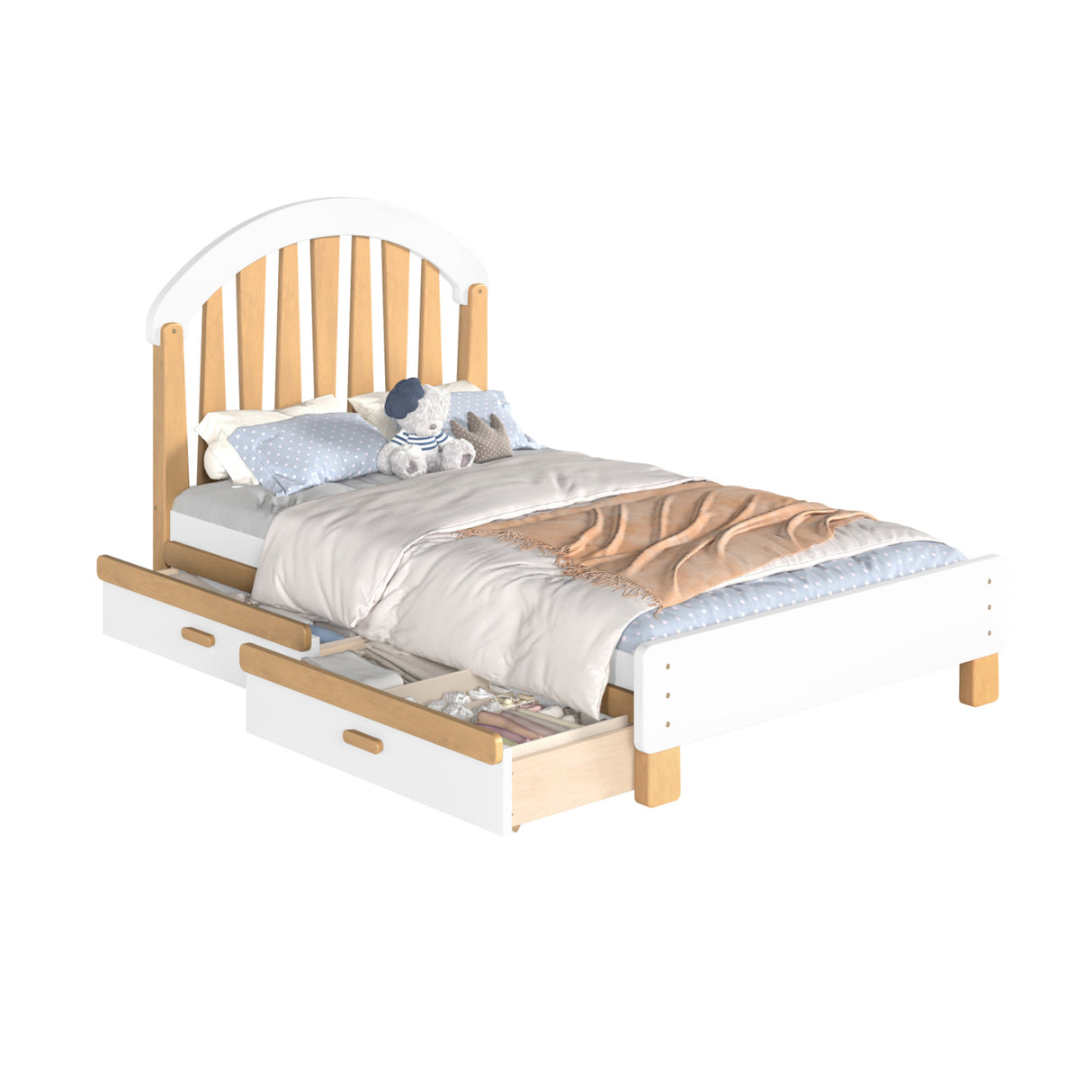 White Twin Platform Bed with Storage | OROA Kids