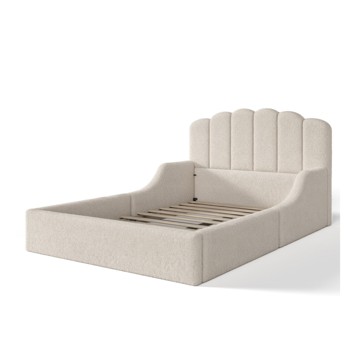 Full Teddy Fabric Upholstered Floor Bed| OROA Kids