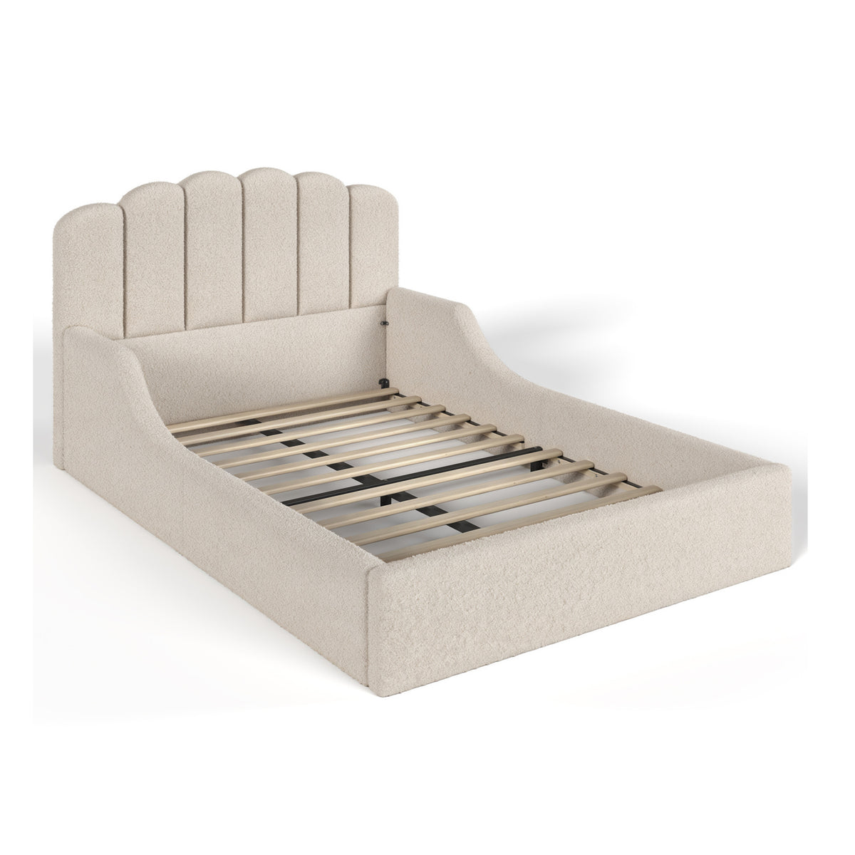 Full Teddy Fabric Upholstered Floor Bed| OROA Kids