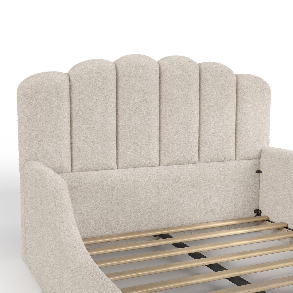 Full Teddy Fabric Upholstered Floor Bed| OROA Kids