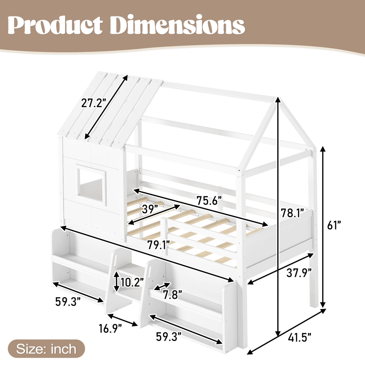 Twin Size Loft Bed with Playhouse | OROA Kids