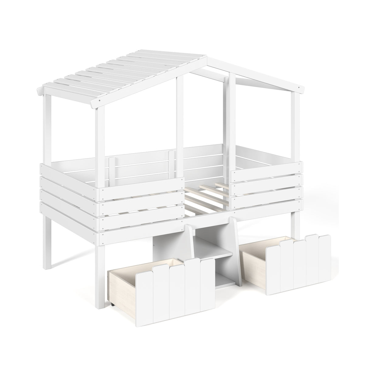 Twin House Loft Bed with Cute Stairs | OROA Kids