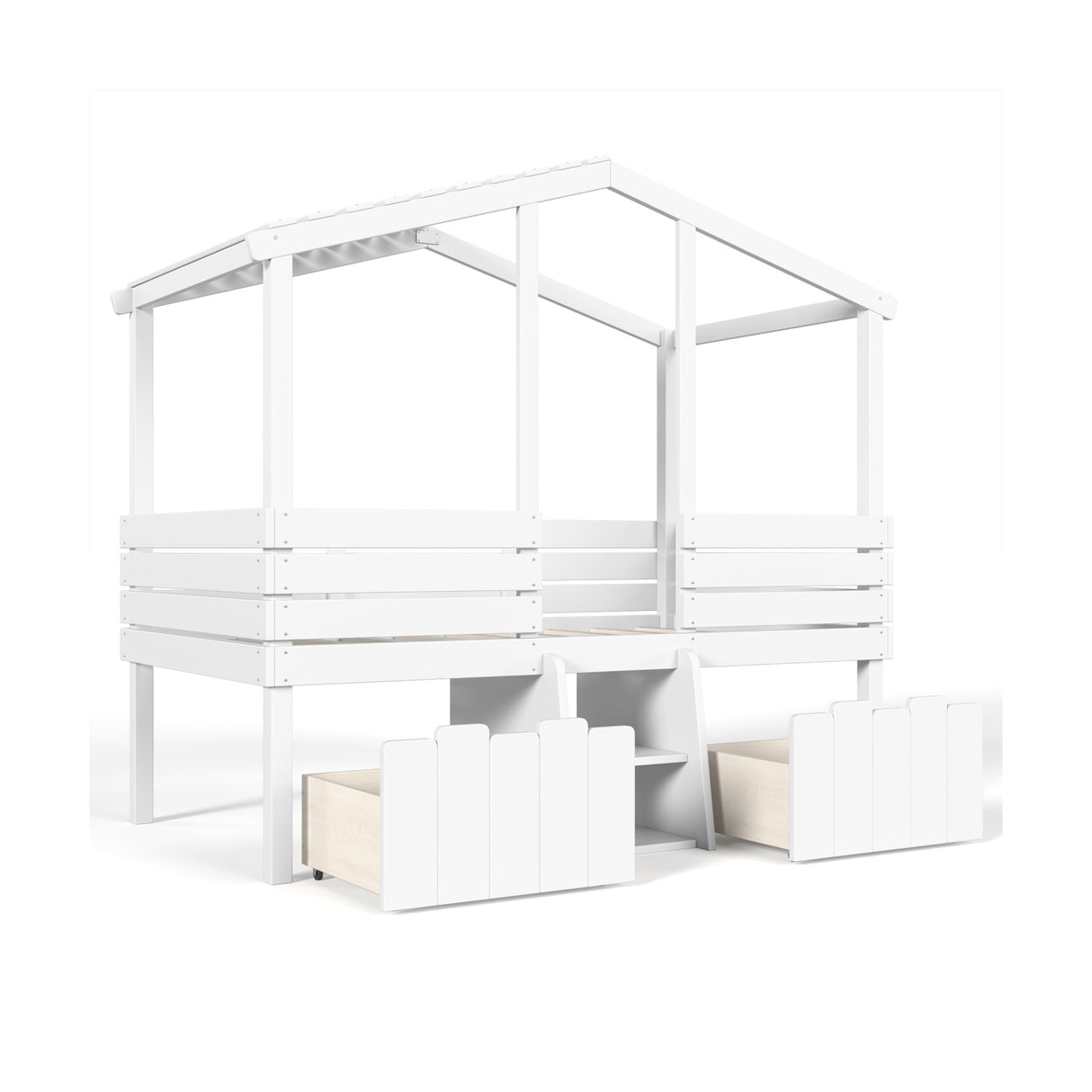 Twin House Loft Bed with Cute Stairs | OROA Kids