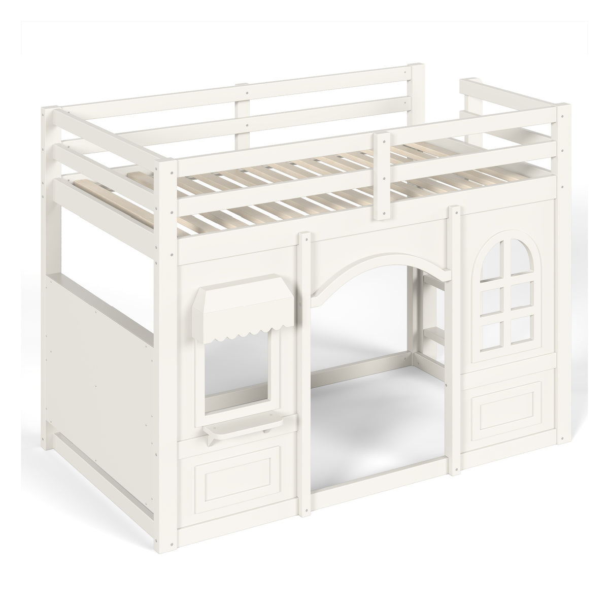 Twin Kids Playhouse Loft Bed with Storage Shelves | OROA Kids
