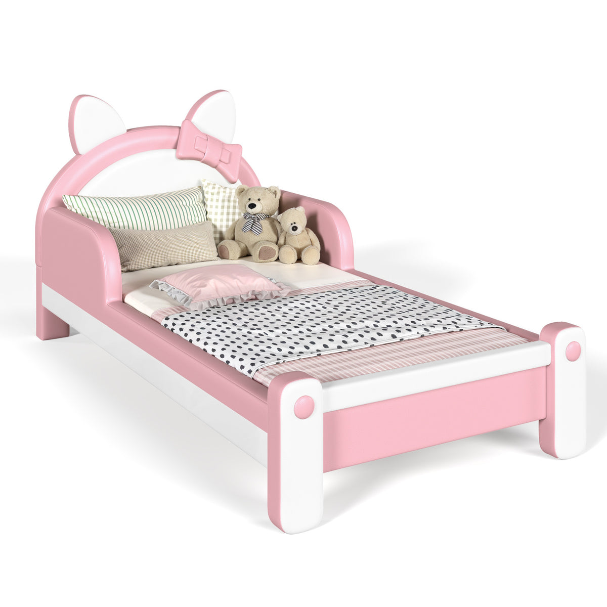 Pink & White Twin Cat Shaped Bed | OROA Kids