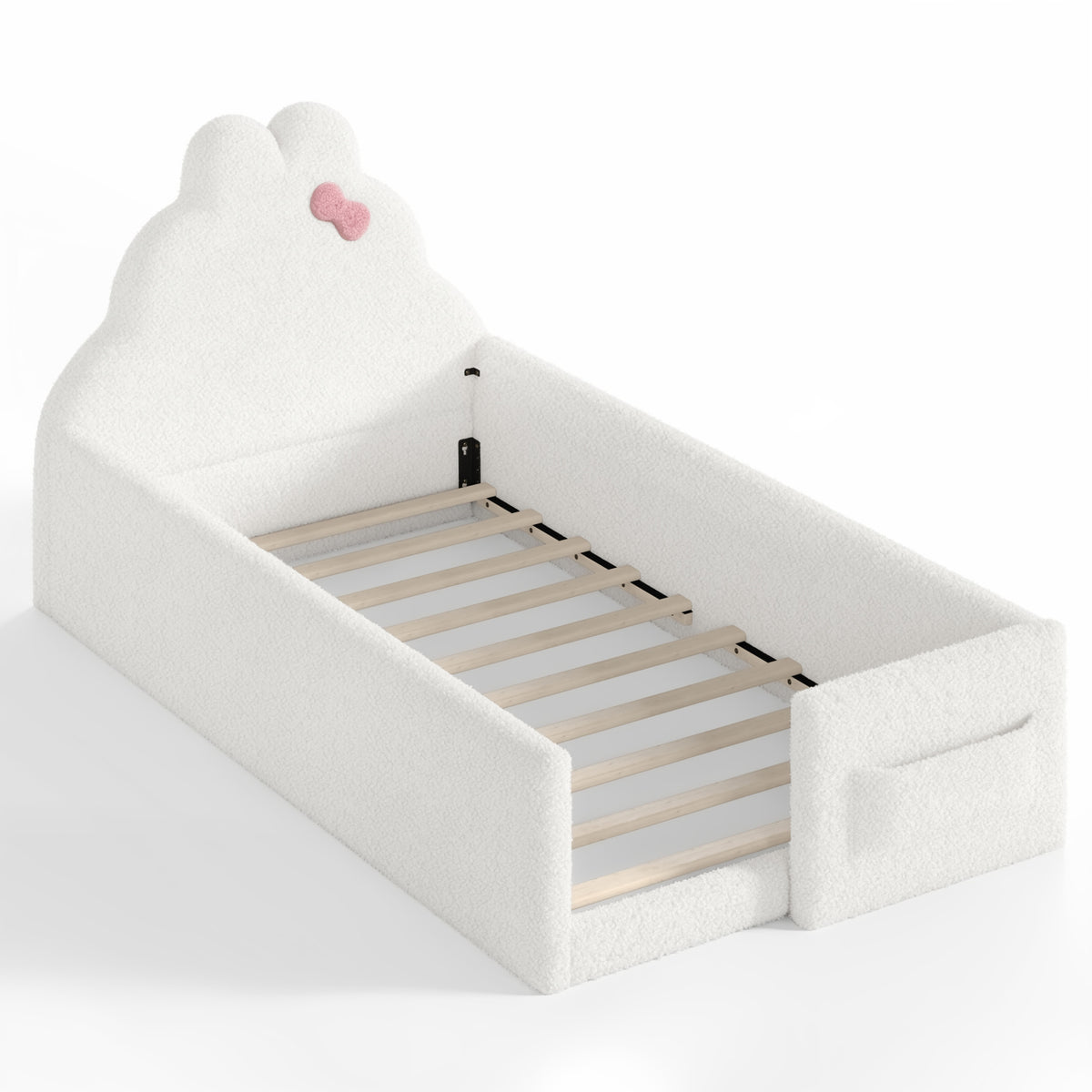 White Twin Size Upholstered Floor Bed | OROA Kids