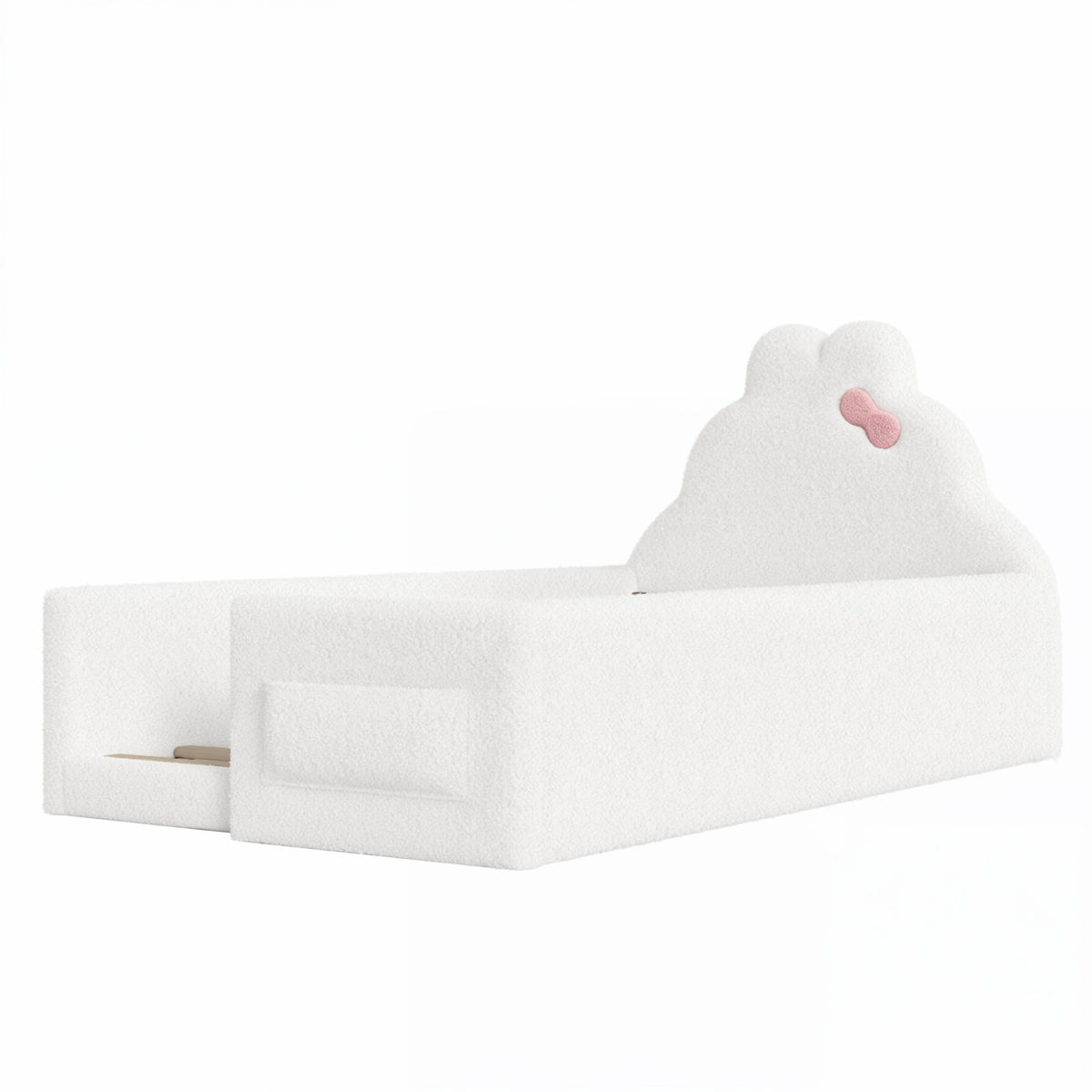 White Twin Size Upholstered Floor Bed | OROA Kids