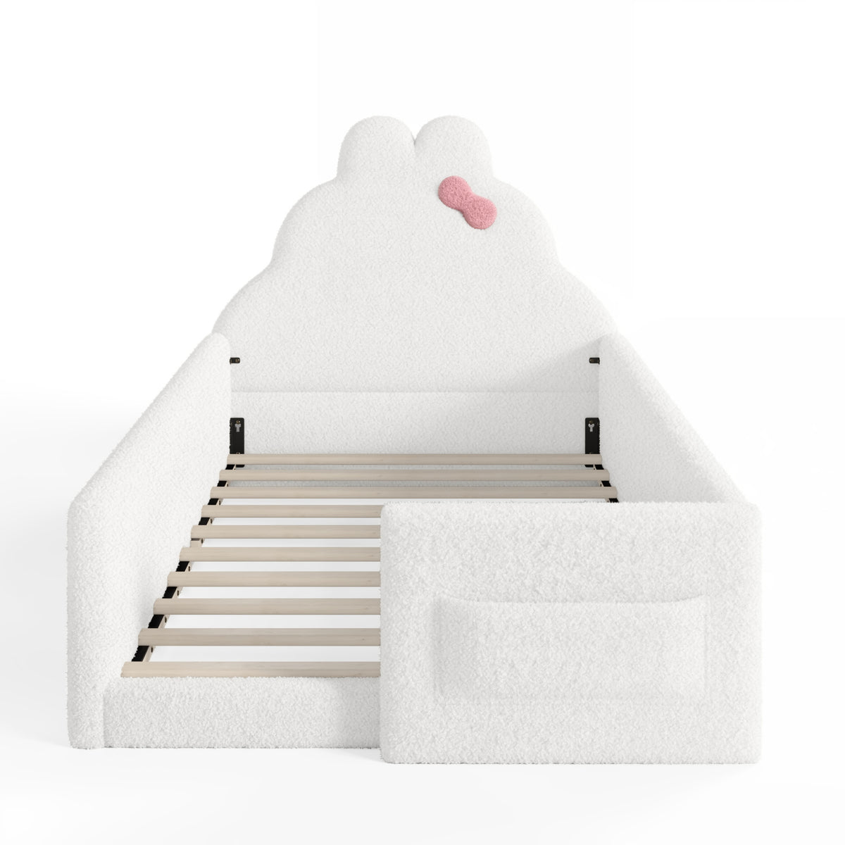 White Twin Size Upholstered Floor Bed | OROA Kids
